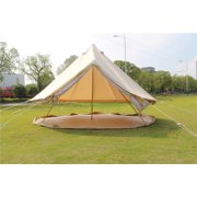 Outdoor Waterproof 4-Season Cotton Canvas Yurt Tent 5M/16.4ft Bell Tent With Stove Hole (Side Wall), For Family Glamping