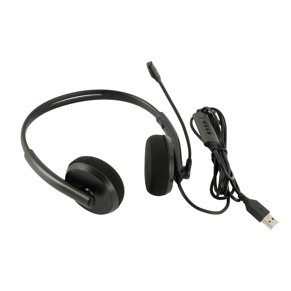 USB Noise Cancelling Telephone Microphone Headset Call Centre Office Corded NEW 