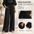thumbnail image 4 of Women's Batwing Sleeve Linen Cotton Two Piece Set,Casual Shirt & Wide Leg Pants Outfit,Lightweight Summer Lounge Wear, 4 of 7
