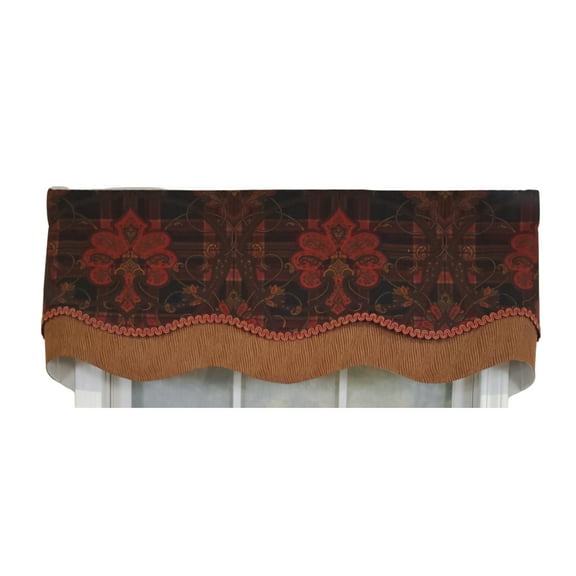 RLF Home 3" Rod Pocket High Quality Fabric Espadas Glory Valance for Windows 50" x 16" Burgundy