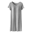 thumbnail image 4 of Womens Summer Casual Dresses Stripe Print Round Neck Short Sleeve Mid Length Dress Outwear, 4 of 4