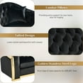 thumbnail image 5 of Wiilayok 84" Velvet Luxury 3 Seat Sofa, Mid-Century Classic Chesterfield Sofa Couch With Button Tufted,Golden Lines for Living Room,Black, 5 of 9