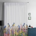 thumbnail image 5 of Spring Floral Semi Sheer Curtains Drapes for Living Room, Bedroom, French Doors Window 72 Inches Long, Summer Birds Botanical Fence Rod Pocket Chiffon Curtain Drapery Voile Draperies Panel, 5 of 6