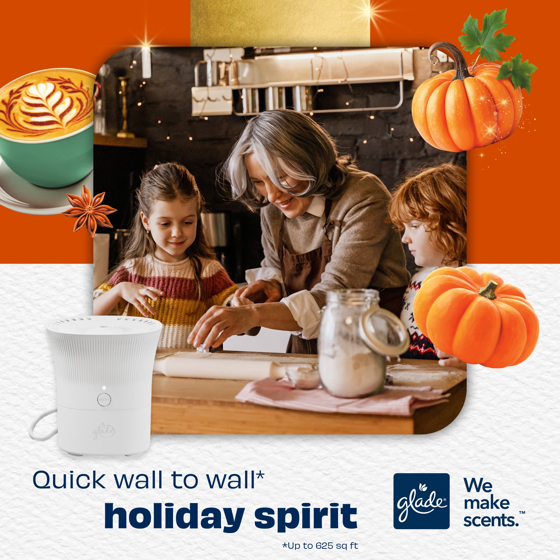 Glade® Scent Flow PlugIns® Air Freshener Starter Kit, Golden Pumpkin & Spice, 1 Device + 1 Refill, 0.67 fl oz