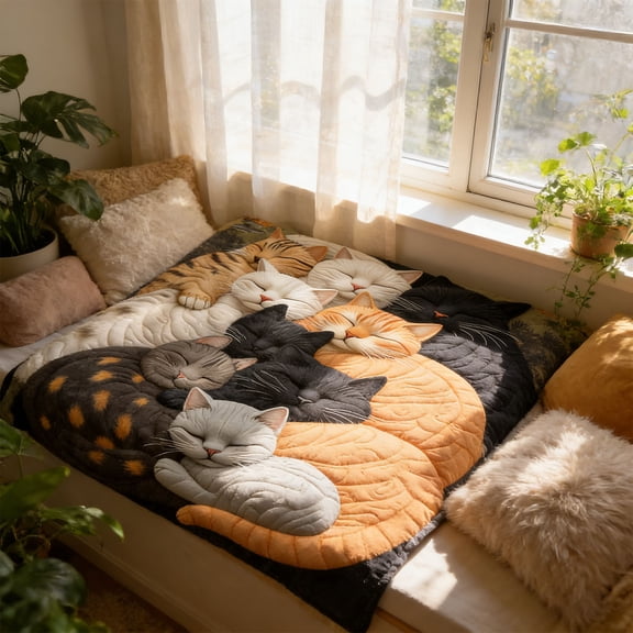 Emdiqzs Cat Print Quilted Throw Blanket Ultra Soft Cozy Plush Blanket for Bed Couch Sofa Travel