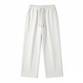 thumbnail image 3 of FRSASU Men's Baggy Loose Fit Raw Hem Sweatpants Drawstring Waist Straight Leg Long Sports Track Pants with Pockets White, 3 of 6