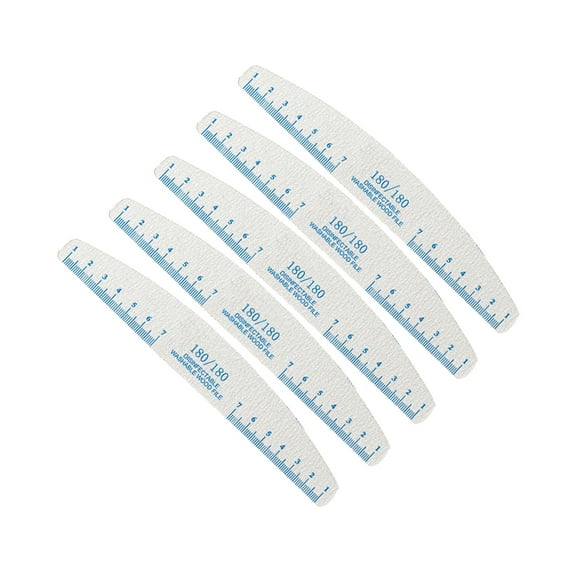 UDIYO 5Pcs Wooden Nail Files Bright Color Reusable Smooth Edge Clear Scale Multipurpose Trim Nails Lightweight Scale Ruler Half Moon Wooden Nail Files Polishing Tool Nail Supplies