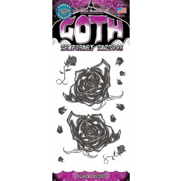Tinsley Transfers Gothic Black Roses Temporary Tattoo