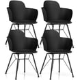 thumbnail image 1 of Gymax 4PCS Modern Dining Chair Plastic Arm Chair Office Home w/ Metal Legs Black, 1 of 10