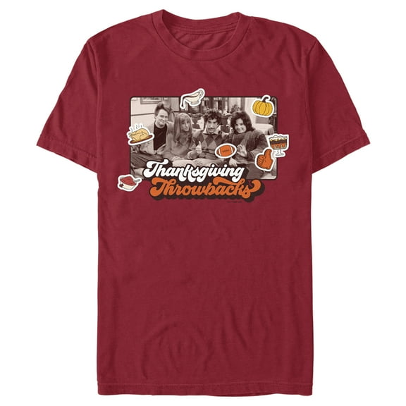 Men's Friends Thanksgiving Throwbacks Scene  Graphic T-Shirt