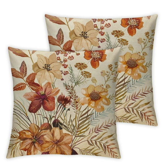 nygtbtfer Floral Pillow Covers  Set of 2, Fall Vintage Decorative Rustic Farmhouse Pillow Covers for Indoor Outdoor Sofa Living Room Paito Décor White