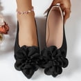 thumbnail image 2 of Lenago Bowknot Flower Flat Shoes for Women Slip On Low Wedge Casual Walking Shoes with Arch Support Summer Beach Fashion Shoes Footwear Black Size-9.5, 2 of 10