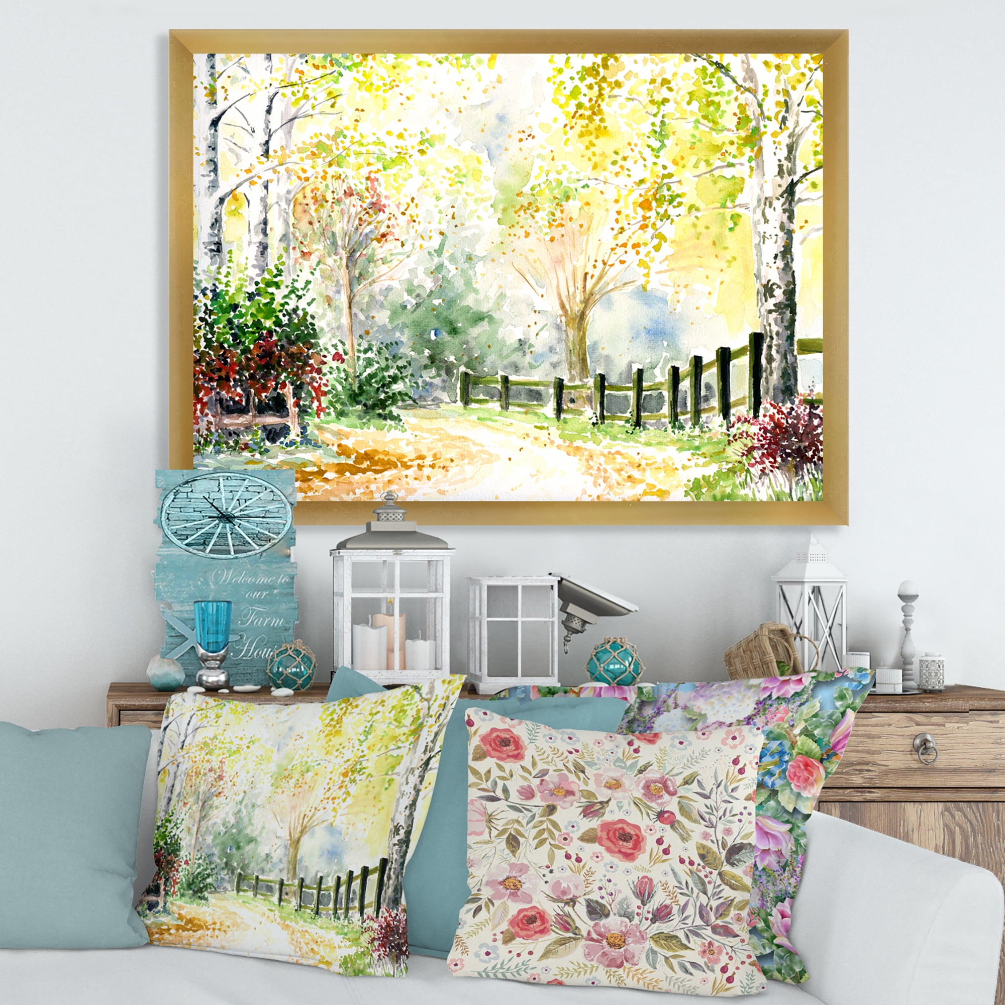 Designart 'Autumn Countryside The Afternoon Landscape' Traditional Framed Art Print