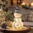 thumbnail image 7 of Ywbawe Lighted Glass Snowman Figurine Warm LED Glowing Statue with Knit Hat Scarf Battery Operated Christmas Tabletop Home Decoration, 4.13x8.26 Inch, 7 of 7
