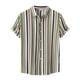 thumbnail image 1 of Camisas s Para Hombre Slim Fit Camisa informal para hombre, camisa con estampado de rayas, camisa de manga corta con cuello vuelto de un solo pecho, Top a la (Pink, XL), 1 of 6