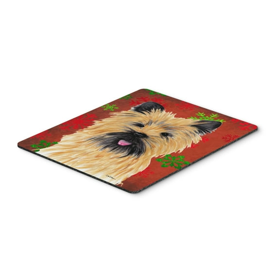 "Cairn Terrier Red and Green Snowflakes Holiday Christmas Mouse Pad Hot Pad or Trivet"
