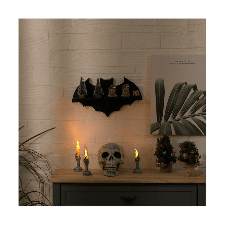 Crystal Shelf Spooky Floating Shelves Goth Decor Bat Shelf Black Hanging  Wooden Shelf for Wall Witchy Room