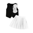 thumbnail image 5 of Loopsun Girls Skirt Suit with Sleeveless Top and Pleated Skirt Summer Outfit Black, 4-5 Years, 5 of 5