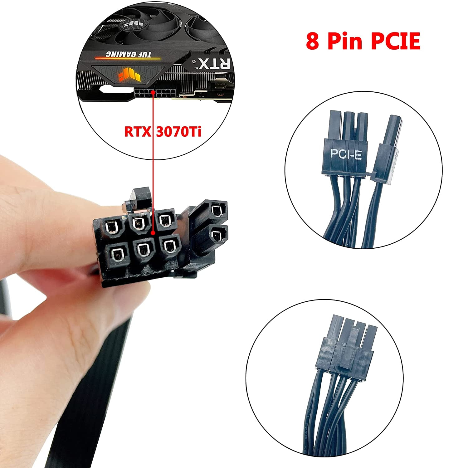 Câble alimentation PC PCIExpress 6 pin vers 8 pin Goobay