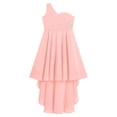 thumbnail image 3 of vastwit One Shoulder Flower Girl Dress Junior Kids High-Low Chiffon Wedding Party Bridesmaid Formal Gown Pink-A 8, 3 of 6