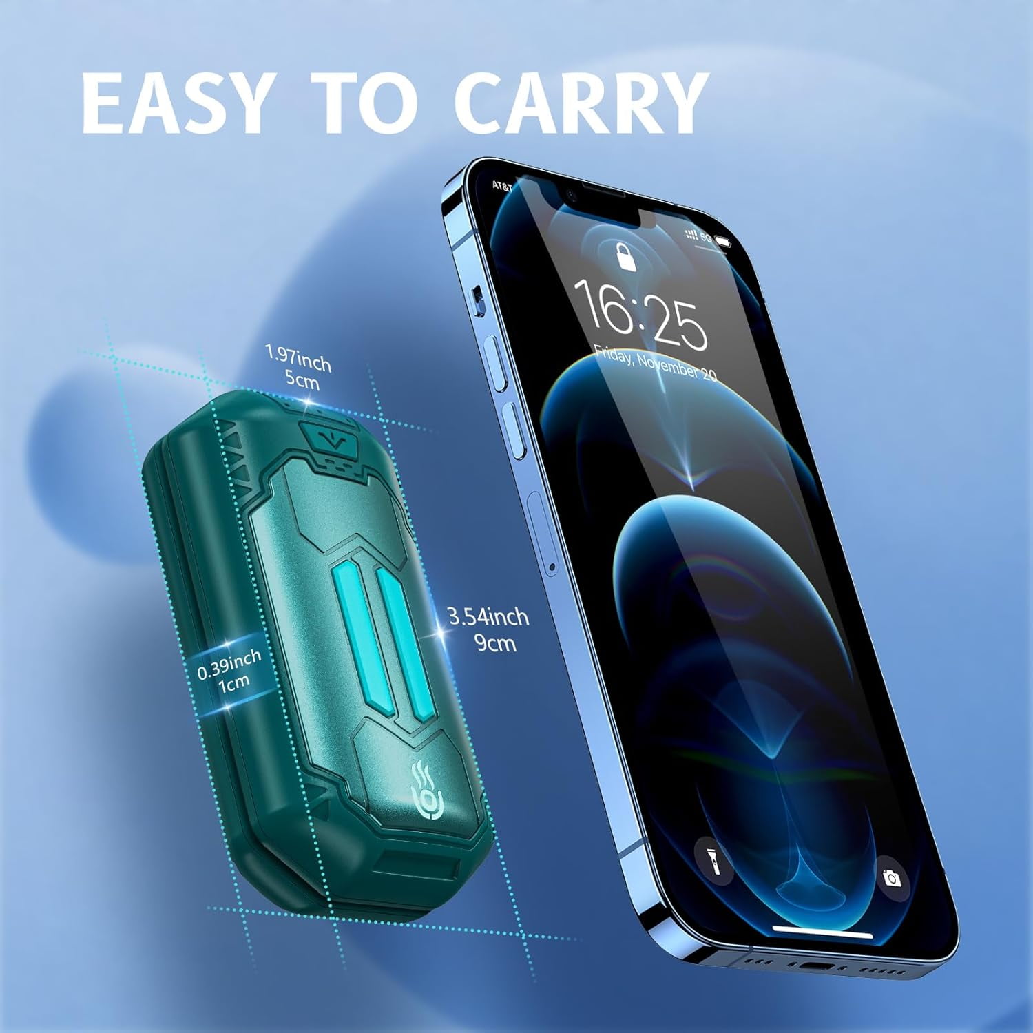AI Hand Warmer Rechargeable Hot Hands 3-Level Heating 20Hrs Suitable for Pocket Handbags Reusable USB Portable Electric Hand Warmer 6000mAh Ldeal Technology Gifts for Woman Man (Emerald Green)