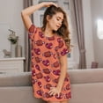 thumbnail image 3 of Fotbe Cartoon Meat Pattern Women's Cotton Nightgown Sleepwear Short Sleeves Shirt Casual Print Sleepdress, 3 of 6