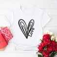 thumbnail image 2 of Jewelreauty Women Valentine's Day Shirts Short Sleeve Letter Heart Graphic T-Shirts Casual Pullover Tunic Tops (2XL, C White), 2 of 5