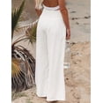 thumbnail image 3 of Mumubreal Women's Wide Leg Linen Pants Drawstring High Waist Palazzo Pants Flowy Beach Lounge Trousers with Pockets, 3 of 7