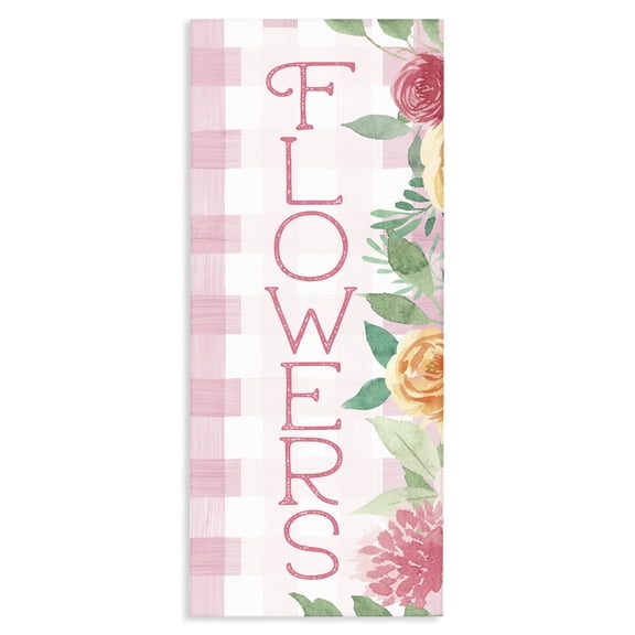 Stupell Industries French Country Pink Gingham & Flowers Canvas Art, 10 x 24, by Lux Me Designs