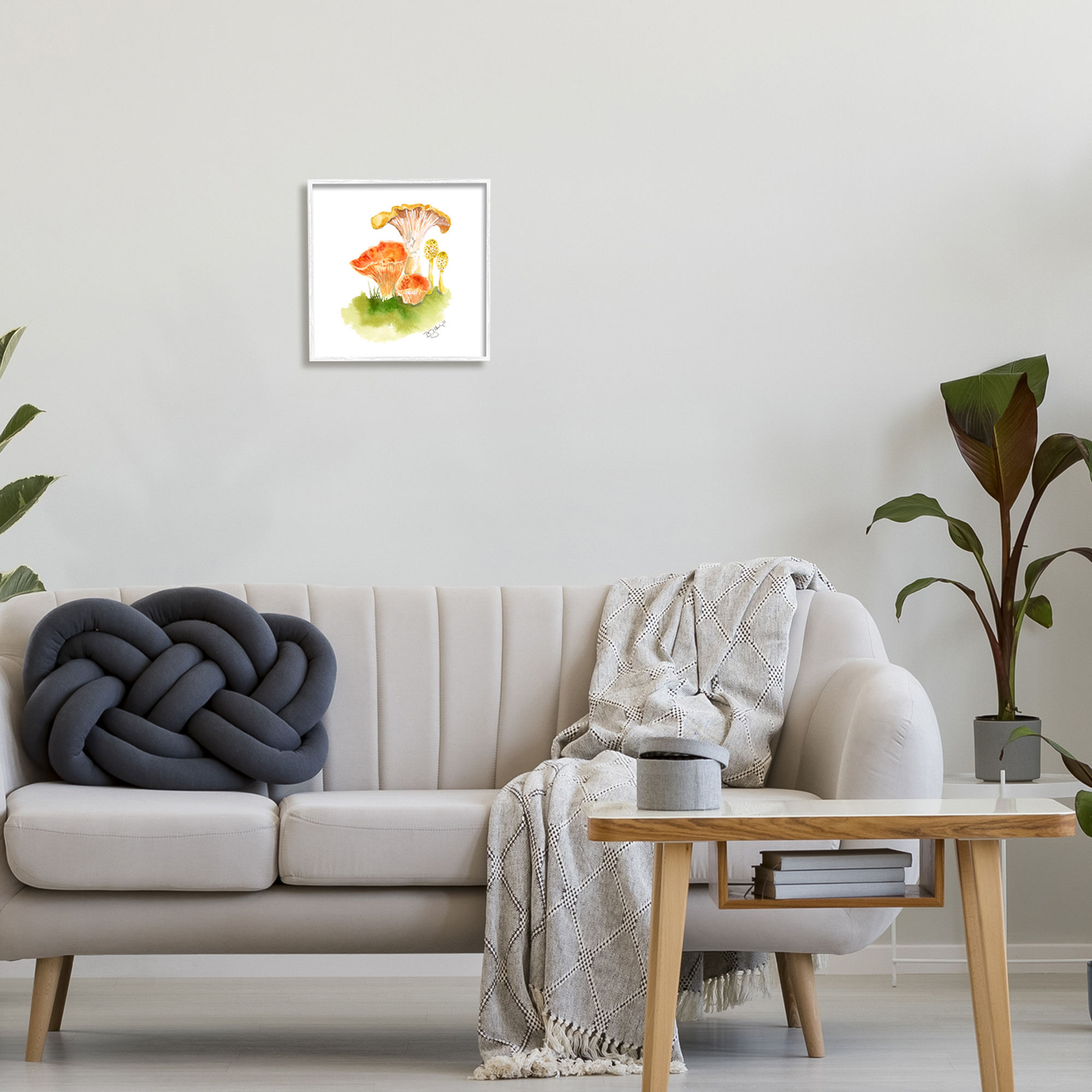Stupell Industries Mixed Watercolor Mushrooms Botanical & Floral Painting White Framed Art Print Wall Art, 12 x 12