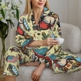 thumbnail image 6 of Pajama Sets for Women 2 Pcs, Exotic Train Pattern Button Down Long Sleeve Sleepwear Lounge PJ Sets, 6 of 6