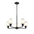 thumbnail image 3 of Millennium Lighting Inc Millennium Lighting Amberle in Brushed Nickel or Matte Black 5 Light Chandelier with Frosted White Shades Matte Black Painted, 3 of 7
