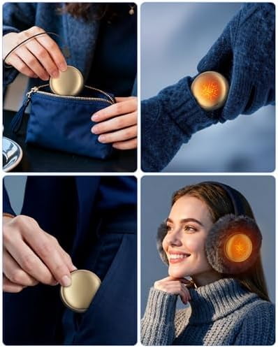 Pocket Size Hand Warmers Rechargeable 2 Pack,20Hrs Long Safe Heat,0.5S Instant Heating,Ultra Thin Electric Hand Warmers,5 Levels Heating Fits in Gloves, Hunting Camping Hiking Essentials