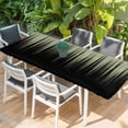 thumbnail image 2 of Sage Green Black Ombre Table Cloths for 8 Foot Rectangle Tables, Modern Abstract Striped Gradient Patio Waterproof Elastic Fitted Tablecloths, Washable Rectangular Table Cover for Camping, 2 of 8