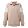 thumbnail image 4 of Telankuip Men's Lightweight Quarter Zipper Neck Sweatshirts Loose Fit Color-Block Long Sleeve Pullovers Casual Windbreaker Thermal Tops for Running Sports and Fitness Khaki XXXL, 4 of 5