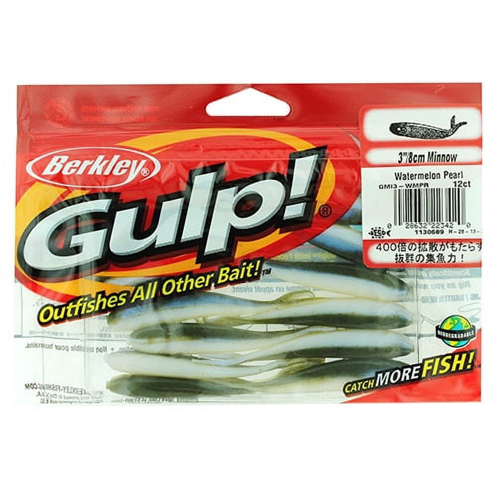 Berkley Gulp Alive Series GAJMI1-WMPR Fishing Bait, Soft Bait, Minnow,  Watermelon Pearl Bait
