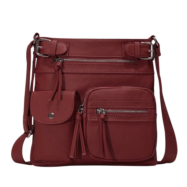 Bolso bandolera de PU Bolso de hombro femenino suave para mujer para el ocio diario (rojo vino) Ehuebsd Para Estrenar