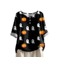 thumbnail image 5 of Godom Halloween Shirts for Women Ghost Graphic Button Oversized T Shirt Short Sleeve Tees Tops, 5 of 7