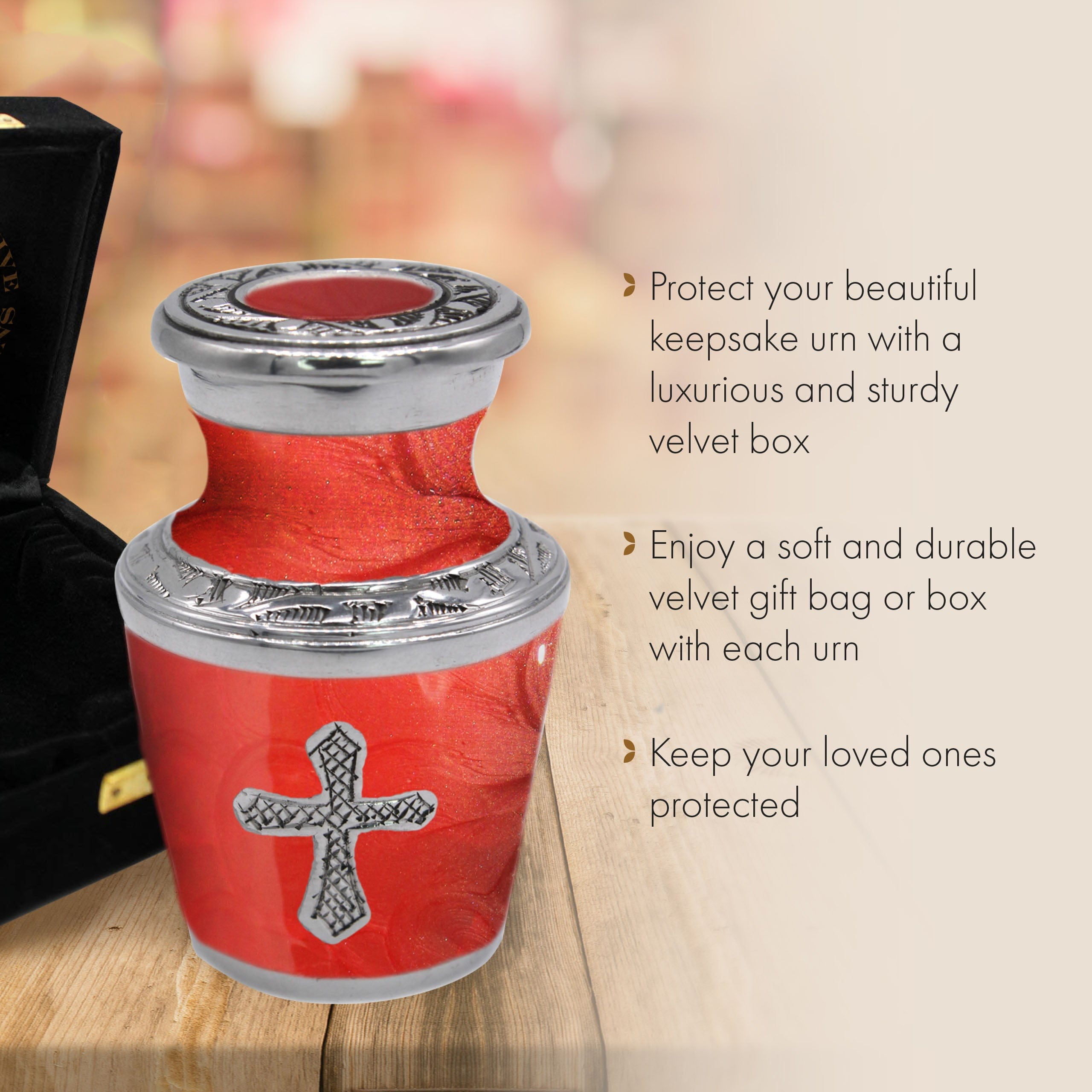 Glory to God Red Cross Urns for Cremation Ashes Large Urn XL or Small