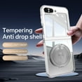 thumbnail image 5 of Designed for Samsung Galaxy Z Flip 7 Crystal Clear Back Case, Luxury Case with Lens Protector Drop Protective Magnetic Rotating Ring Kickstand Shockproof Thin Fit Phone Case Cover, White, 5 of 8