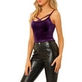 thumbnail image 4 of INSPIRE CHIC Women's Casual Spaghetti Strap Velvet Crop Cami Tops S Purple, 4 of 6