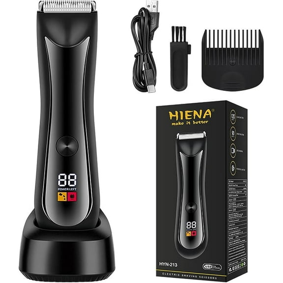 Body Hair Trimmer, Electric & Cordless Pubic Trimmers for Men, Multi-Function Body Groomer Set with Washable Blade (Green)