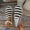 #100-Black, variant on Women's Fashion Casual Shoes - Striped Print & Color-Block Design with Canvas Flat Sole Slip-On for Everyday Comfort