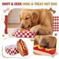 thumbnail image 4 of Interactive Squeaky Hot Dog Dog Toy Plush Snuffle Mat with Hidden Food Pocket and Crinkle Paper Enrichment Puzzle Toy for Puppy Teething Foraging and Mental Stimulation - Multicolored, 4 of 7