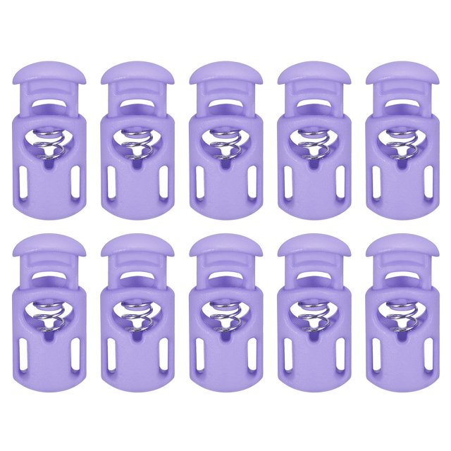 Unique Bargains 30Pack 5.5x3mm Cord Lock Plastic Single Hole Spring Toggle Stoppers, Dark Purple