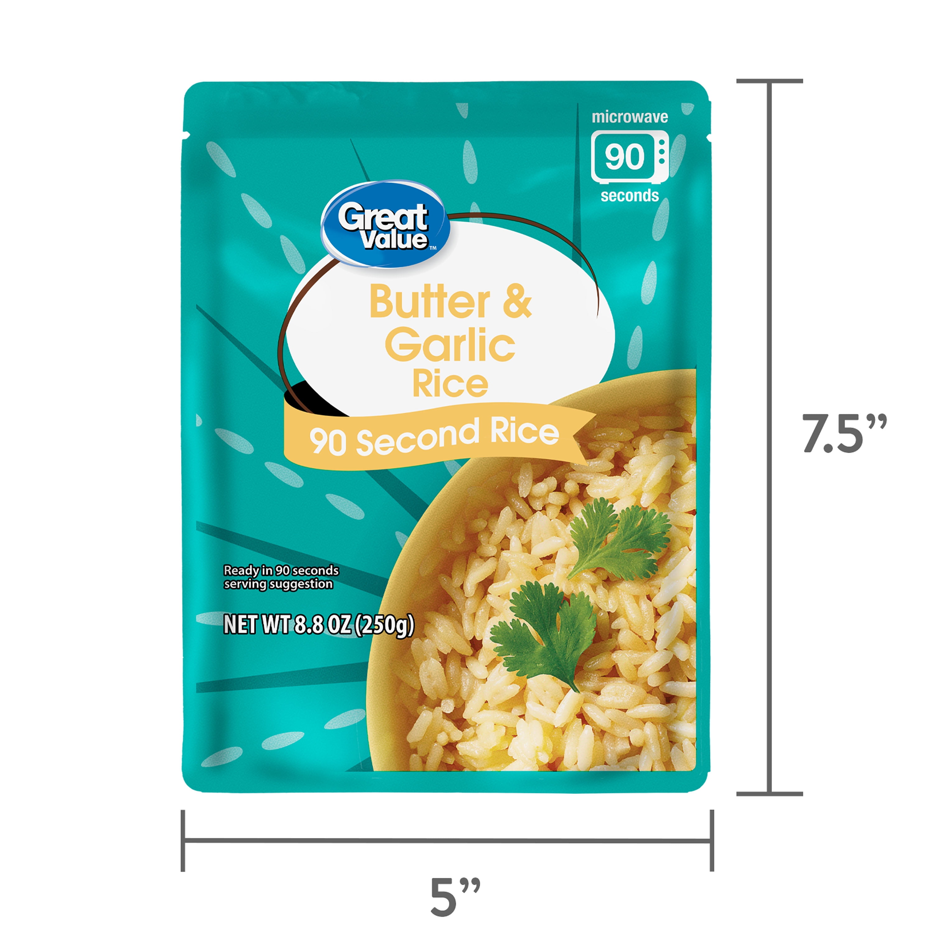 Great Value Butter and Garlic Microwavable Rice, Ready to Eat, 8.8 oz Pouch