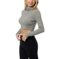 thumbnail image 6 of MixMatchy Women's Casual Solid Long Sleeve Ribbed Turtle Neck Cropped Sweater, 6 of 7