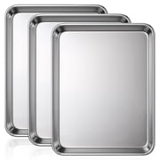 3 Pack 16inch Stainless Steel Baking Sheet, Oven-Safe Cookie Sheets for Baking & Serving, Easy Clean & Dishwasher Safe, Heavy Duty & Sturdy