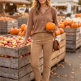thumbnail image 5 of Dwellite Women Henley Long Sleeve Fall Sweaters Lightweight Business Casual Work Button Pullover Sweater Tops Soft 2026 Spring Winter Coffee 2XL, 5 of 7