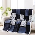 thumbnail image 1 of Sherpa Blanket Fleece Throw Blanket Twin Plaid Thick Bed Blanket Soft Warm Cozy Throw Blanket \u201d* \u201d Zebra-Blue 50"x60", 1 of 8